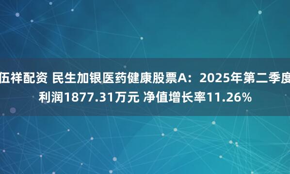 伍祥配资 民生加银医药健康股票A：2025年第二季度利润1877.31万元 净值增长率11.26%