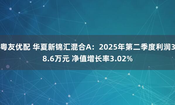 粤友优配 华夏新锦汇混合A：2025年第二季度利润38.6万元 净值增长率3.02%